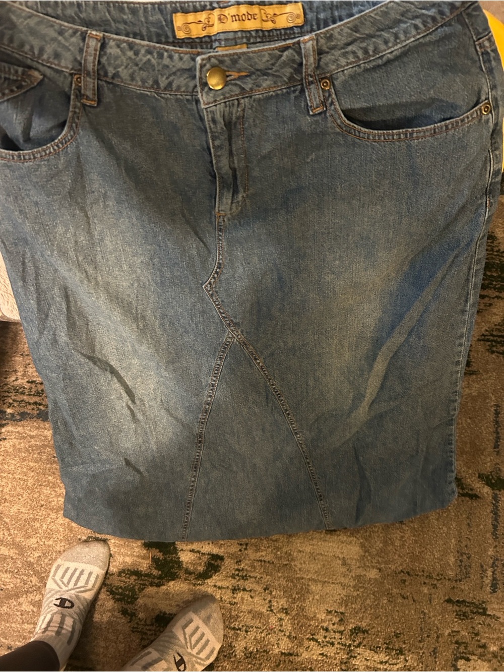 Denim Maxi Skirt in Blue